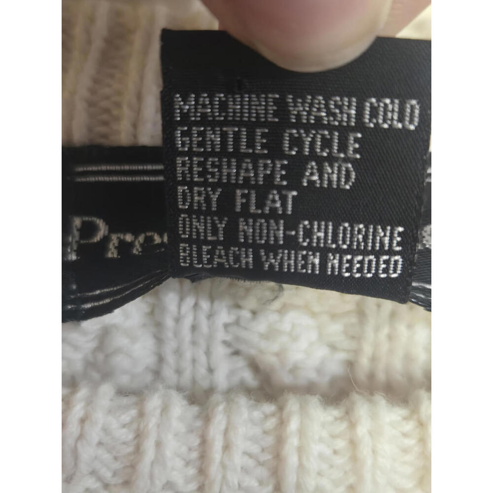 Preswick & Moore Women's Medium Cream Cable Knit Sweater - Picture 4 of 5